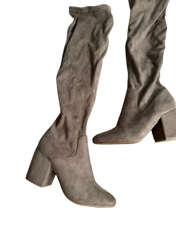 BARIII Faux Suede Taupe Pull On Boots Size 7 - Image 2