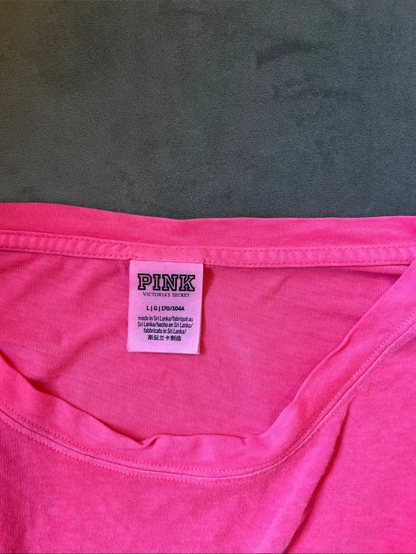 PINK Victoria's Secret Hot Pink Long-Sleeve Logo Crop Tee - Image 2