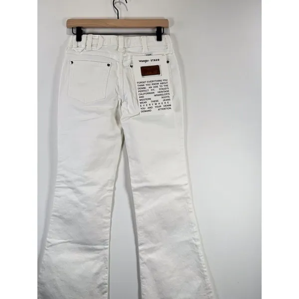 NWT Wrangler x Staud Jeans White The Bikini Denim Flare Low Rise Side Slit 25x32 - Image 10