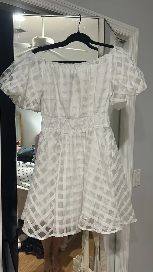 White Puff Sleeve Dress - Image 2