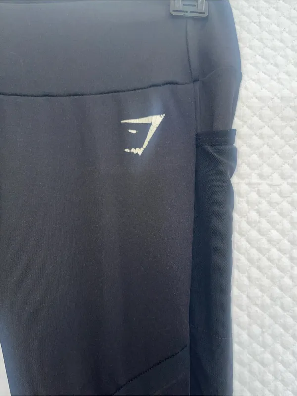 Gymshark Black Mesh Panel Leggings Women’s Small Athletic Workout Yoga Pants - Image 2