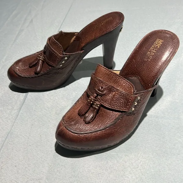 Michael Kors Wooden High Heel Clogs real leather‎ Size 8. B56 - Image 2