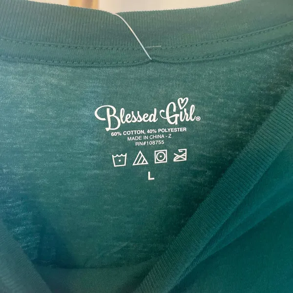 Blessed Girl Womens‎ Long Sleeve T Shirt Happy Birthday Jesus Green Size L - Image 3