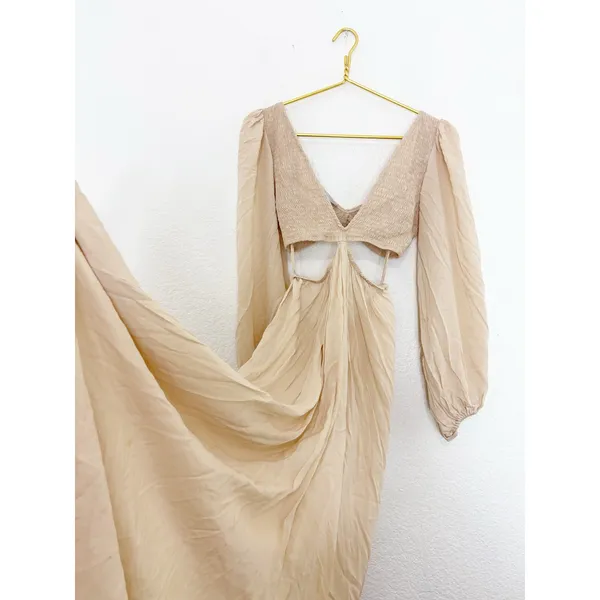 Indah Julie Maxi Dress Size Small Cream Cut Out Boho Lightweight Beach - Image 12