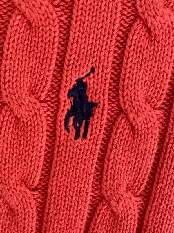 Ralph Lauren Dark Coral Cable-Knit Pullover Sweater Size M - Image 2