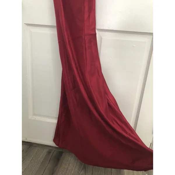 90s Vintage Adonna Red Bow Slip Dress Full Length Long Maxi Cross Back Medium - Image 3