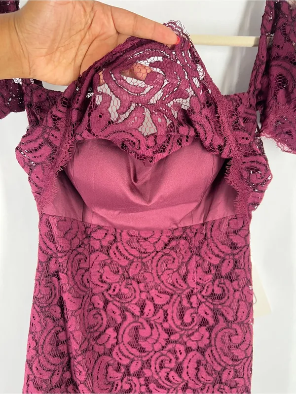 Jasmine Bridesmaids JB Burgundy Lace‎ Off Shoulder Dress NWT Size 6 - Image 3