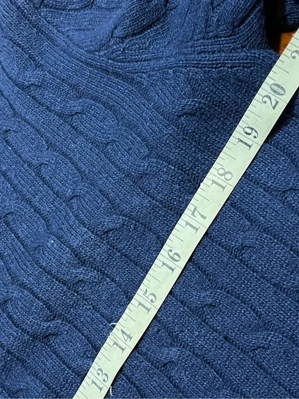 VTG J.Crew Cable Knit Blue Sweater Fisherman core wool blend preppy academia - Image 2