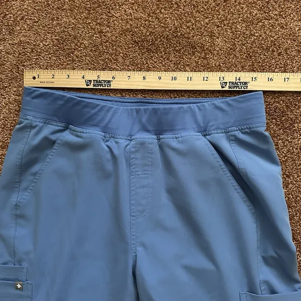 Figs Scrubs Pants Women’s Med Utility Nursing Blue Cargo Drawstring Pull On - Image 6