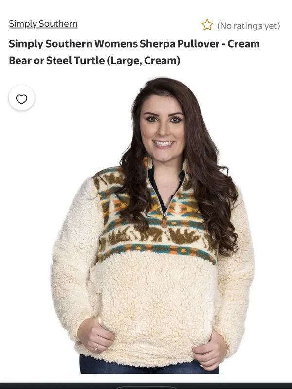 Simply Southern Cream Sherpa Zip Pullover with Teal & Orange Pattern - Image 7