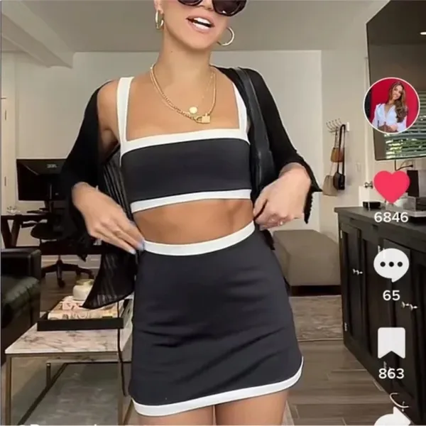 Reformation | Adelina Ecomove Athletic Two-Piece Set in Black & White size Small - Image 2