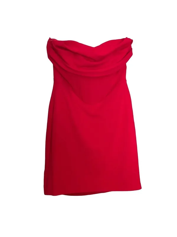 Lulus Red Strapless Corset Bodycon Mini Dress Draped Neckline Size S - Image 3