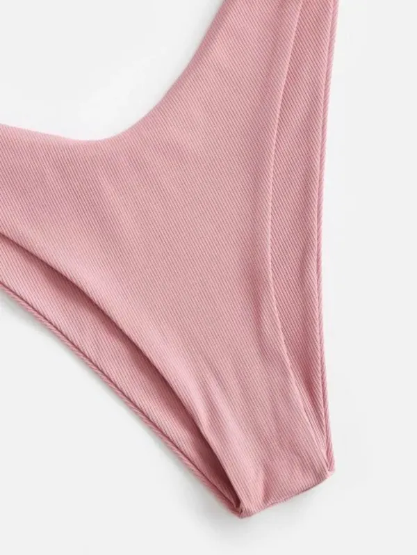 Zaful Ribbed Knot Brazilian Bikini - Image 4