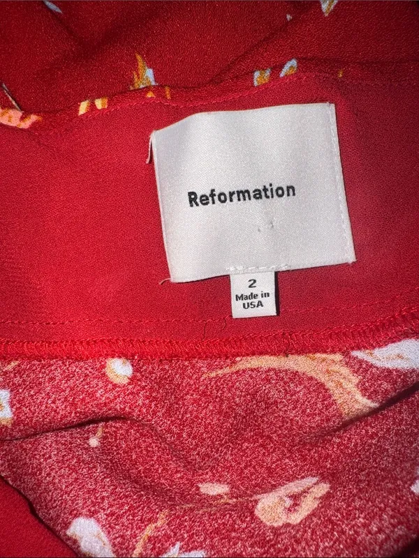 NEW Reformation Camira Crepe Midi-Dress in Borsa Floral Red Sz 2 - Image 7