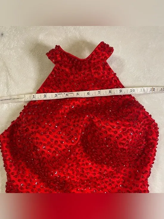 Red Sequin Halter Neck Show Girl Dress size XS/S - Image 11