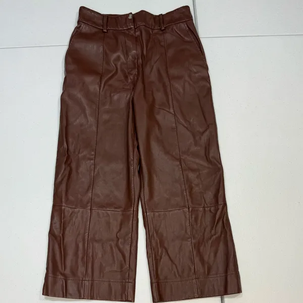 Jason Wu Wide Leg Cropped Faux Leather pants Size 4 - Image 4