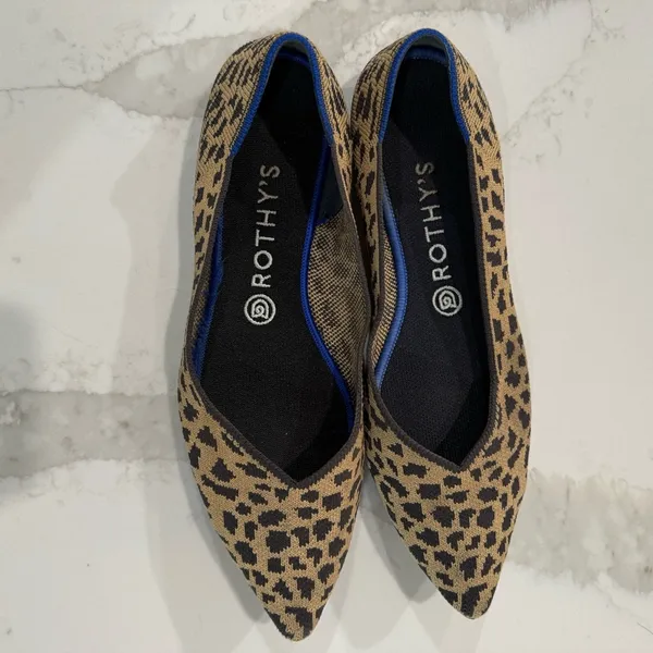 Rothy's Retired “The Point” Pointed Leopard Print Slip On Ballet Flats Womens 10 - Image 5