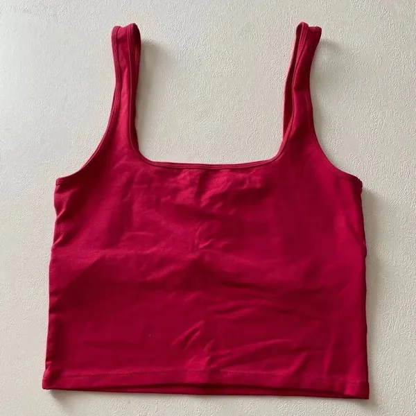 Abercrombie & Fitch Soft A&F Collection Cropped Tank Top Pink Shelf Bra Size M - Image 3