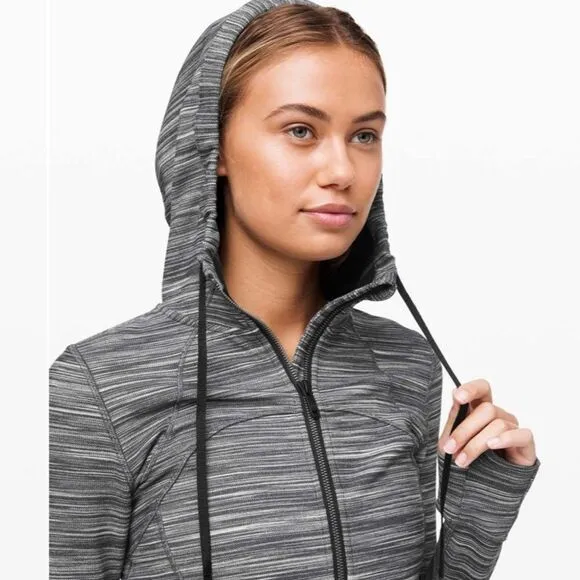 Lululemon Women’s 6 Hoodie Define Jacket Heathered Black White Full‎ Zip Sporty - Image 5