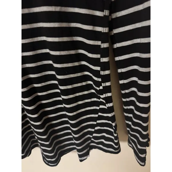 Free‎ People Women's Black And White Striped Top Laced Cut Out Sleeves Size L - Image 4
