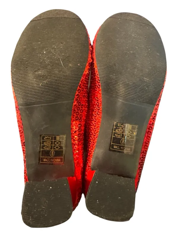 Ellie Dorothy Ruby Slippers Red Sequin Costume Heels Size 8 - Image 5
