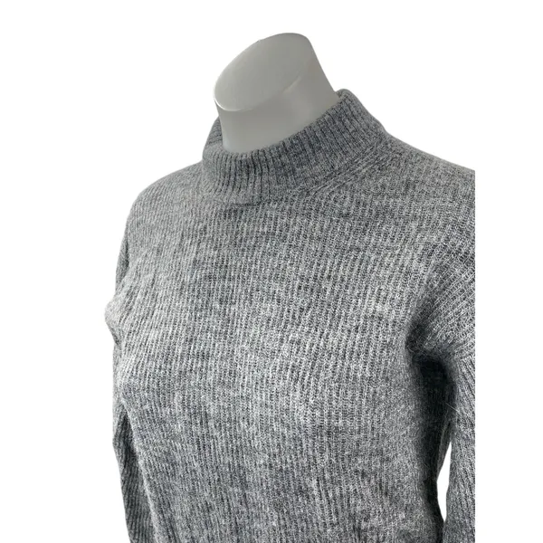 Quince Women's Gray Wool Knit Mock Neck Long Balloon Sleeve Sweater Top Size S - Image 2