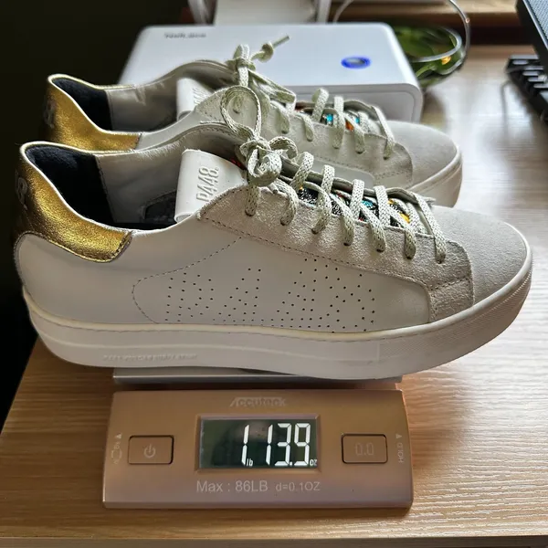 P448 Thea Platform Mahlia Mixed‎ Suede Leather Sneakers Gold Heel Women's 39 8.5 - Image 12