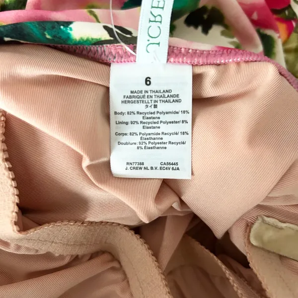 NEW J.Crew One-Piece Ruched Swimsuit Floral Pink Tie Shoulder Size 6 - Image 6