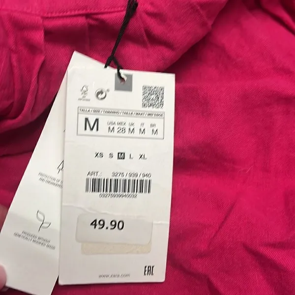 ZARA pink linen mini dress NWT M - Image 7