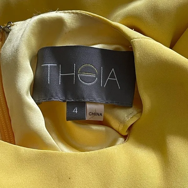 Theia Yellow Midi Dress‎ with Lace Detail - Image 10