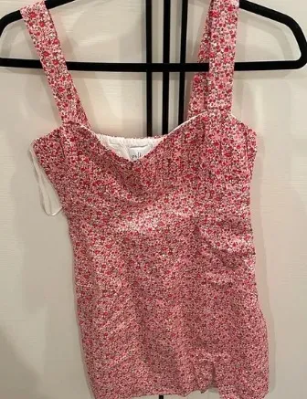 Princess Polly pink red floral dress with slit detail us 2 - Image 2