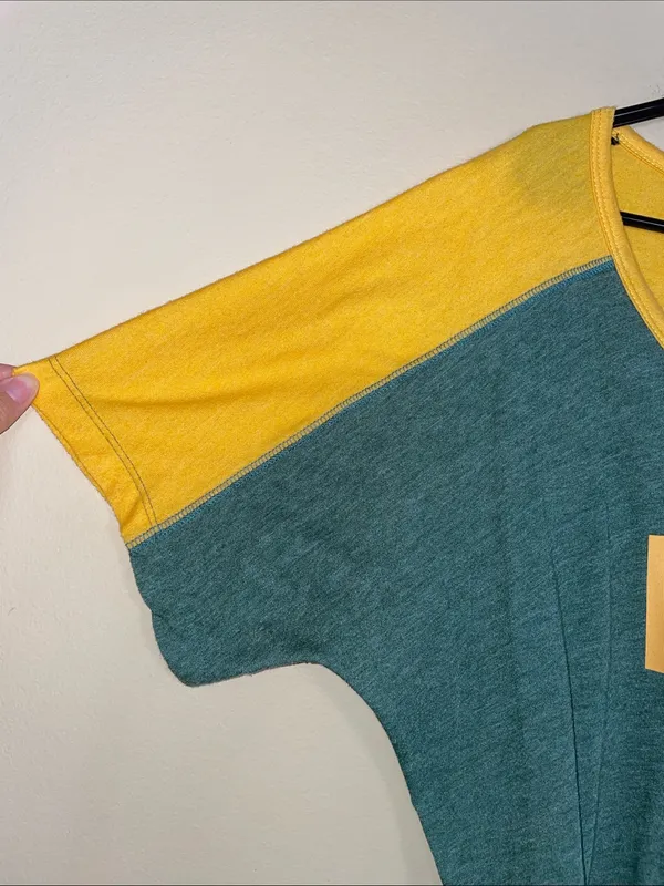 NFL Green Bay Packers Women’s Split Neck Green Yellow Short Sleeve Shirt - Image 5