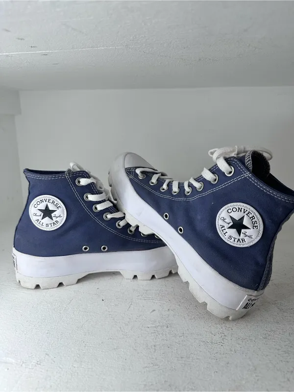 Converse Navy Blue High-Top Platform Sneakers - Image 5