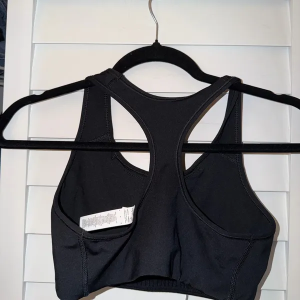 Nike Black Racerback Sports Bra with White Swoosh - Image 2