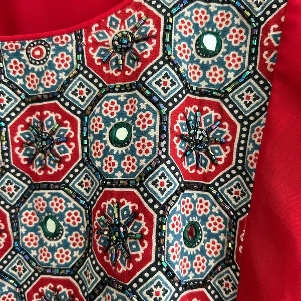 Indian Dress Partywear Red Blue Size XXL - Image 6