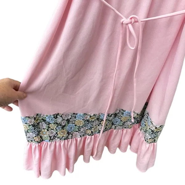 Vintage dress floral pink pleated top size 14 runs sm. - Image 4