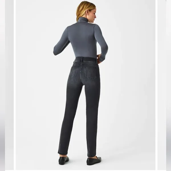Spanx Straight Leg Jeans, Black - Image 5
