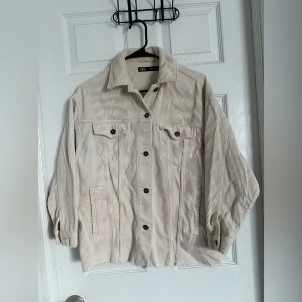 Zara Oversized Corduroy Shacket Jacket Size XS. Rough Hem. - Image 4