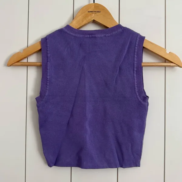 Zara Purple Cropped Knit Top - Image 3