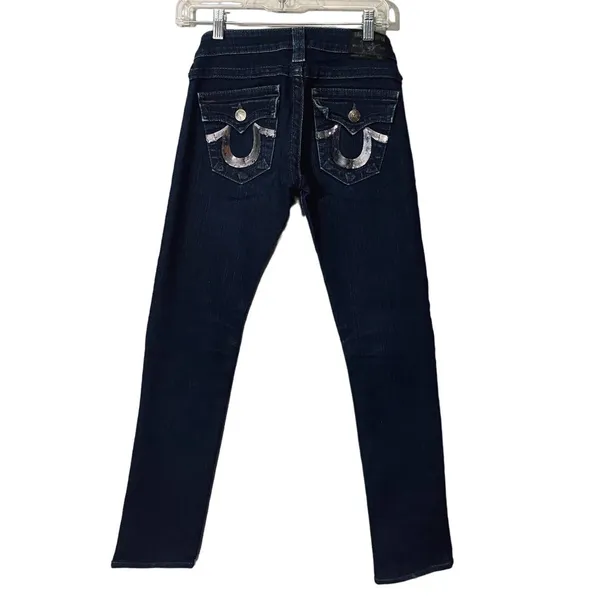 True Religion Blue Billy Dark Wash Boot Cut Denim Jeans Women SZ 25 - Image 2