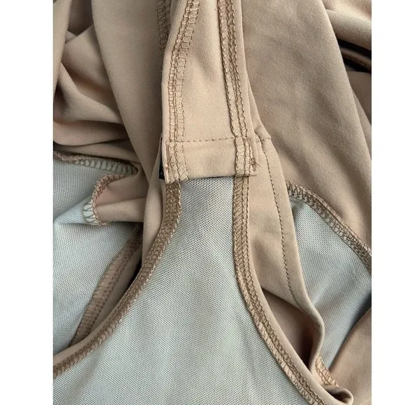 MANGOPOP‎ Women XL Brown Square Neck Long Sleeve Snap Crotch Bodysuit Neutral - Image 8