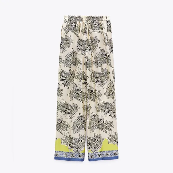 ZARA Multicolored Printed‎ High-Waisted Wide Leg Palazzo Pants Size Small NEW - Image 8