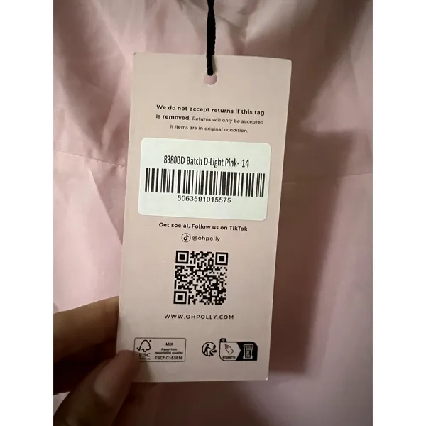 Oh Polly Diletta Ruffle Trim Strapless Gown Light Pink Maxi Dress size 10 New - Image 6