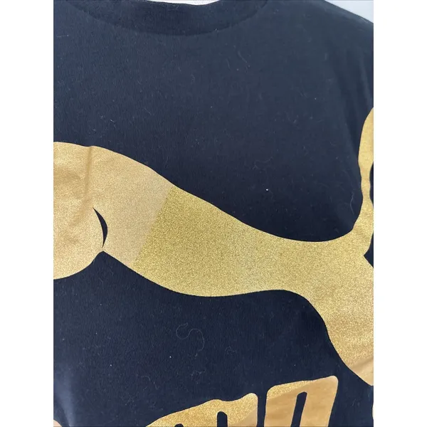 PUMA Womens Glam Cotton Relaxed Metallic Logo‎ T-Shirt S Cropped Oversized - Image 2