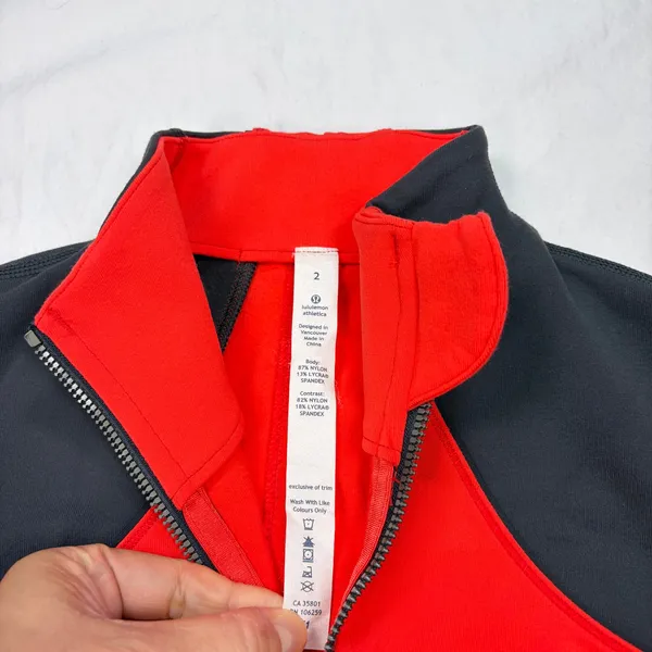 lululemon womens Forme red, black zip up jacket. Size 2. athleisure, activewear - Image 2