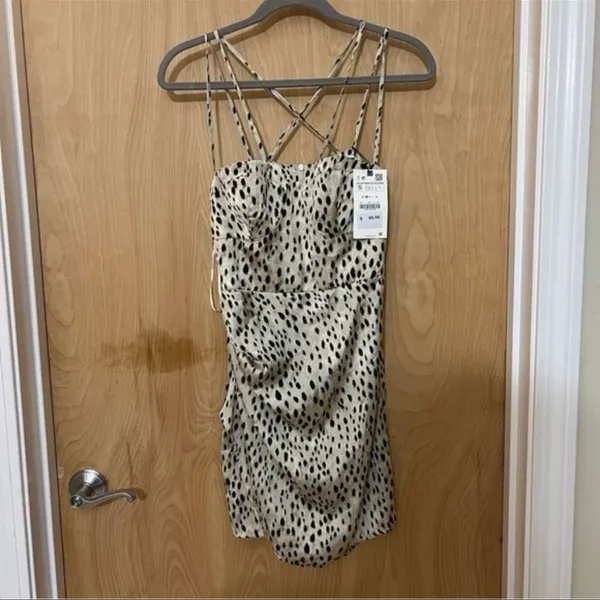 Zara Satin Spotted Mini Dress – Size Small – NWT – Perfect for Nights Out - Image 4