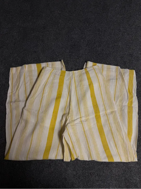 Forever 21 Yellow and White Striped Linen Pants - Image 3