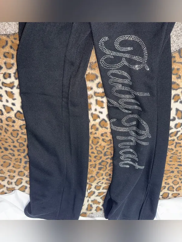Iconic Y2K Baby Phat sweatpants in black with rhinestones - Image 6