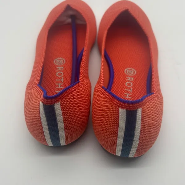 Rothy's The Point Persimmon Marine Heel Stripe Orange Flats Womens 10.5 - Image 3