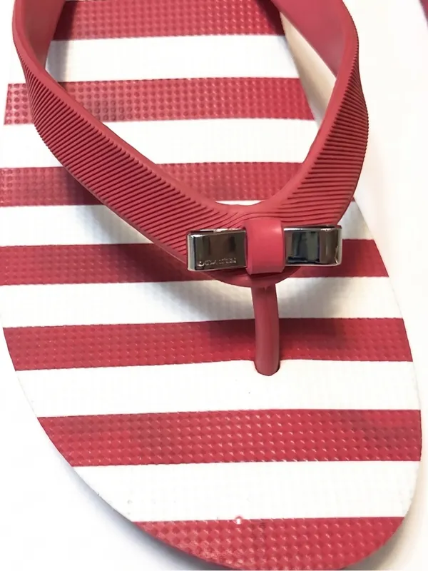 Coach Y2K Pink Platform Wedge Flip Flop Sandals – Retro 2000s pink Stripes - Image 4